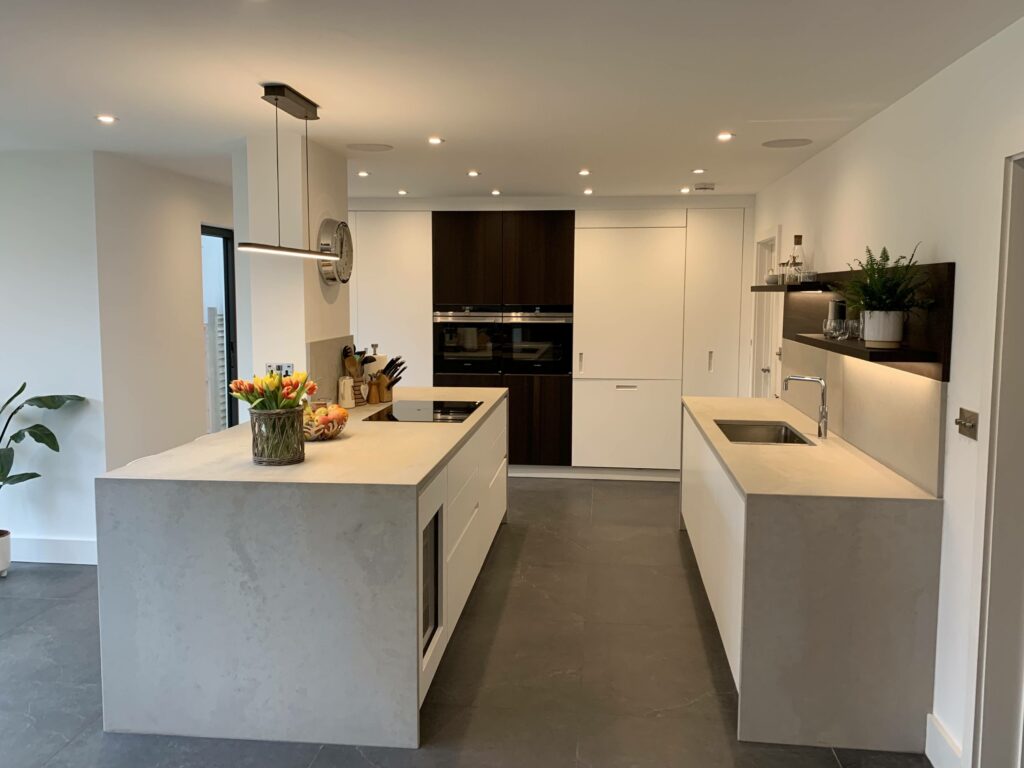 Modern kitchen in Esher view from side