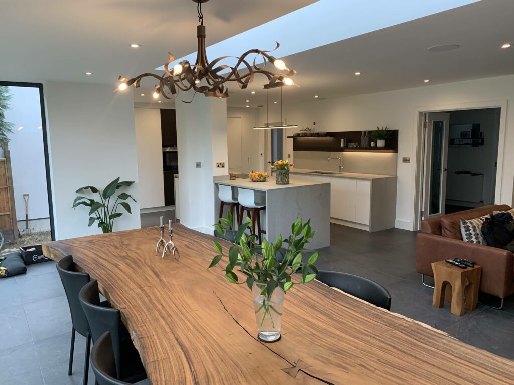 Modern kitchen in Esher view from table