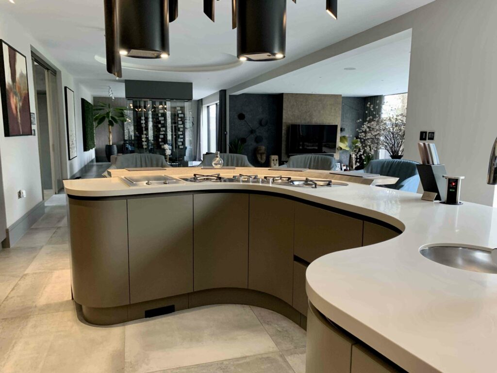 Modern Italian Range Kitchen view from behind island