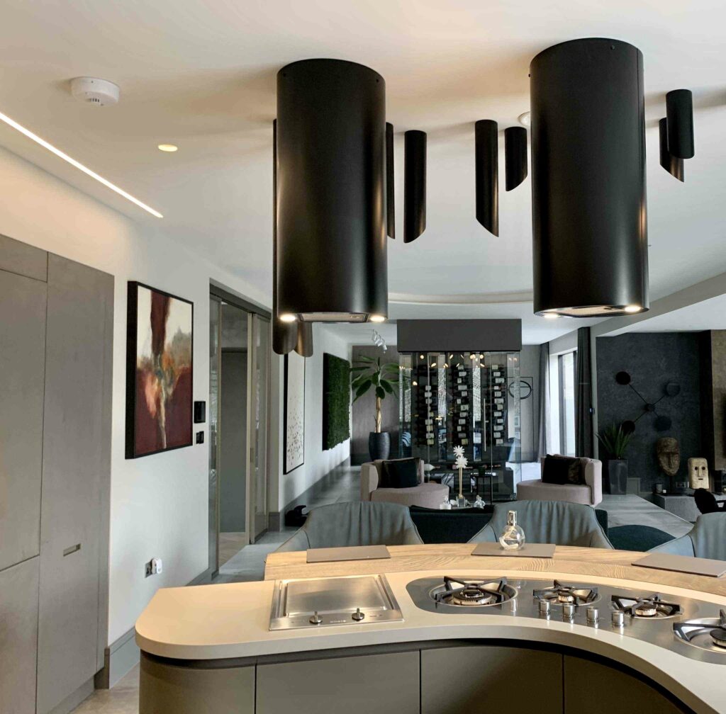 Modern Italian Range Kitchen view of extractor hoods